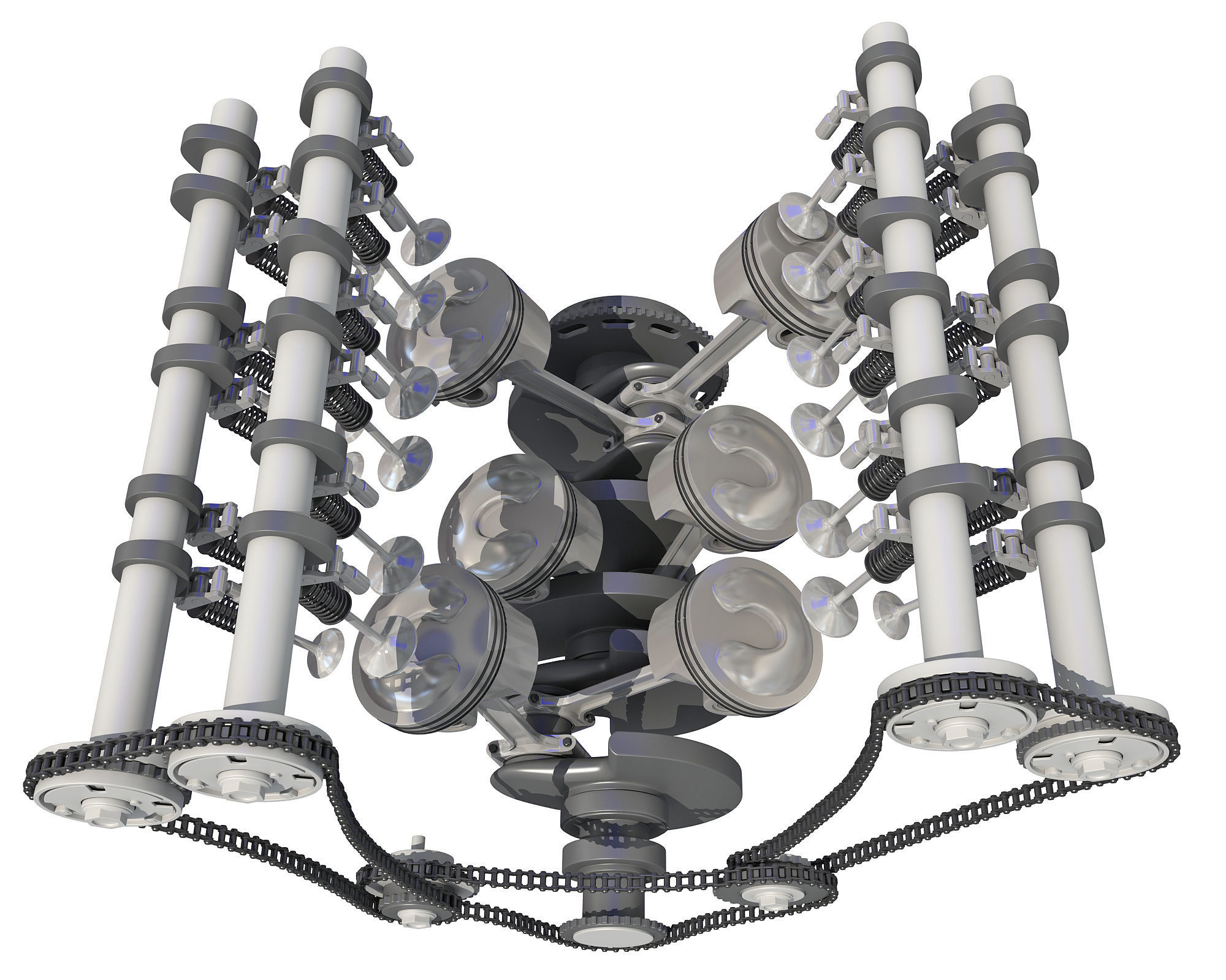 V6 Engine Interior and Cutaway 3D model_32