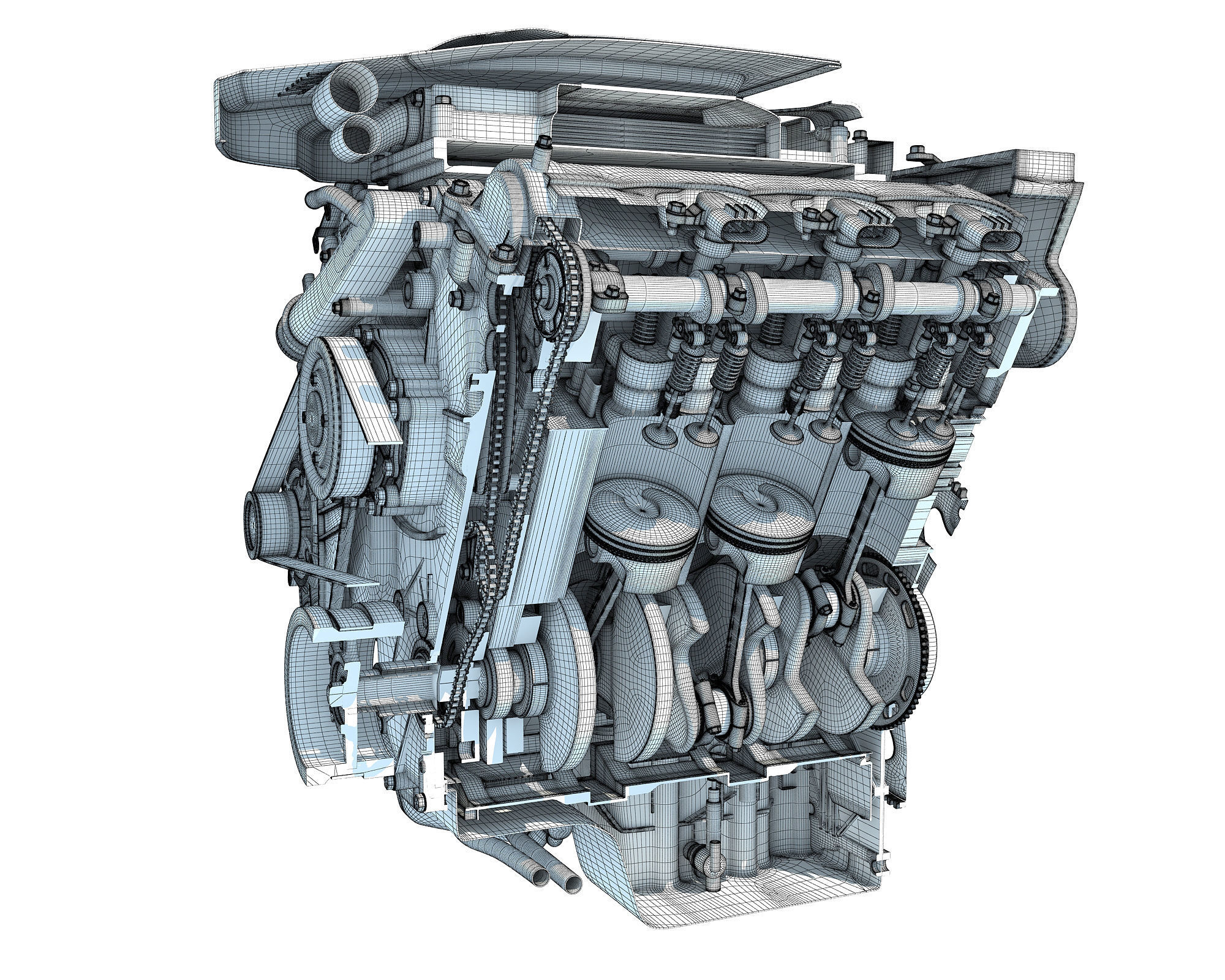 V6 Engine Interior and Cutaway 3D model_43