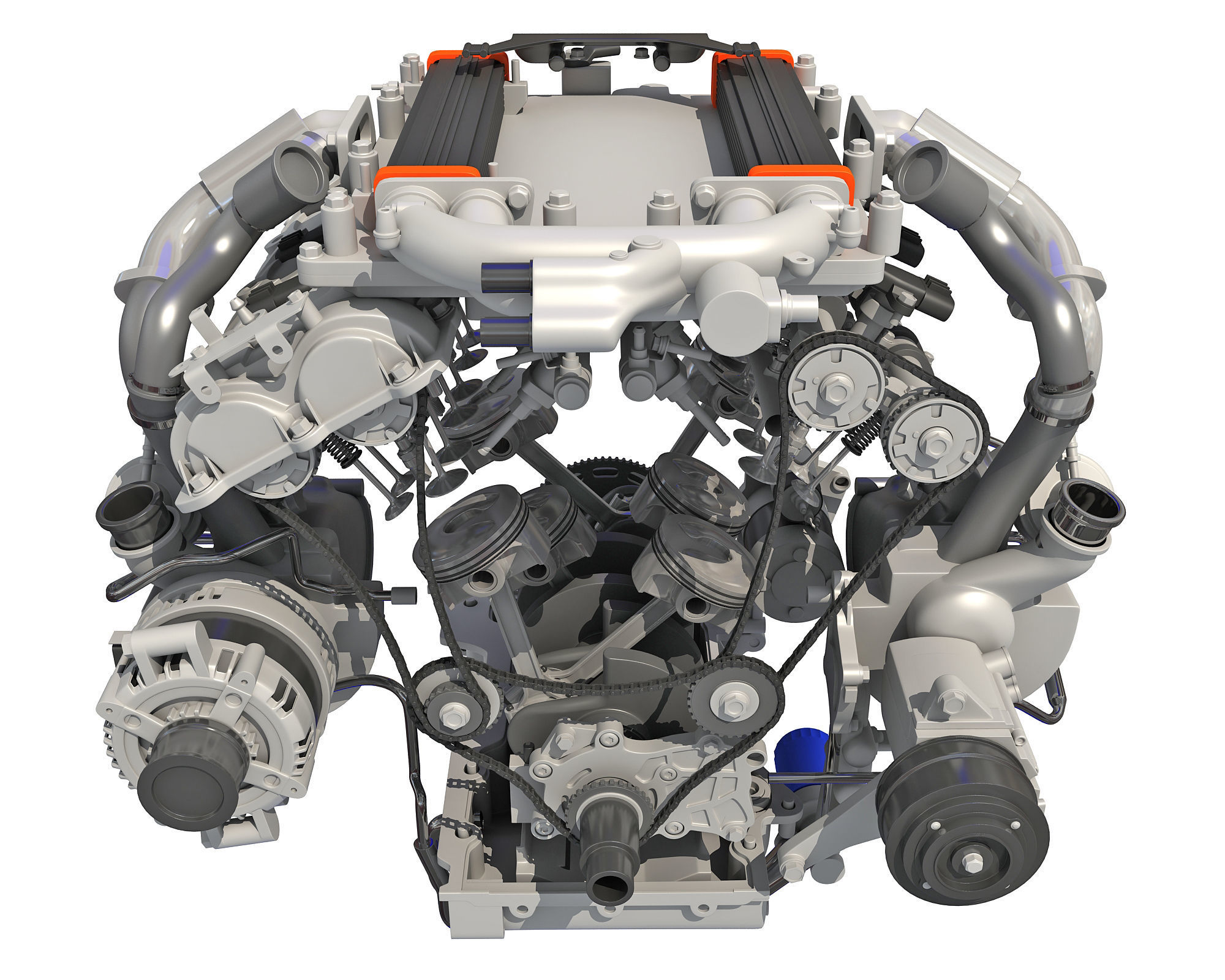 V6 Engine Interior and Cutaway 3D model_34