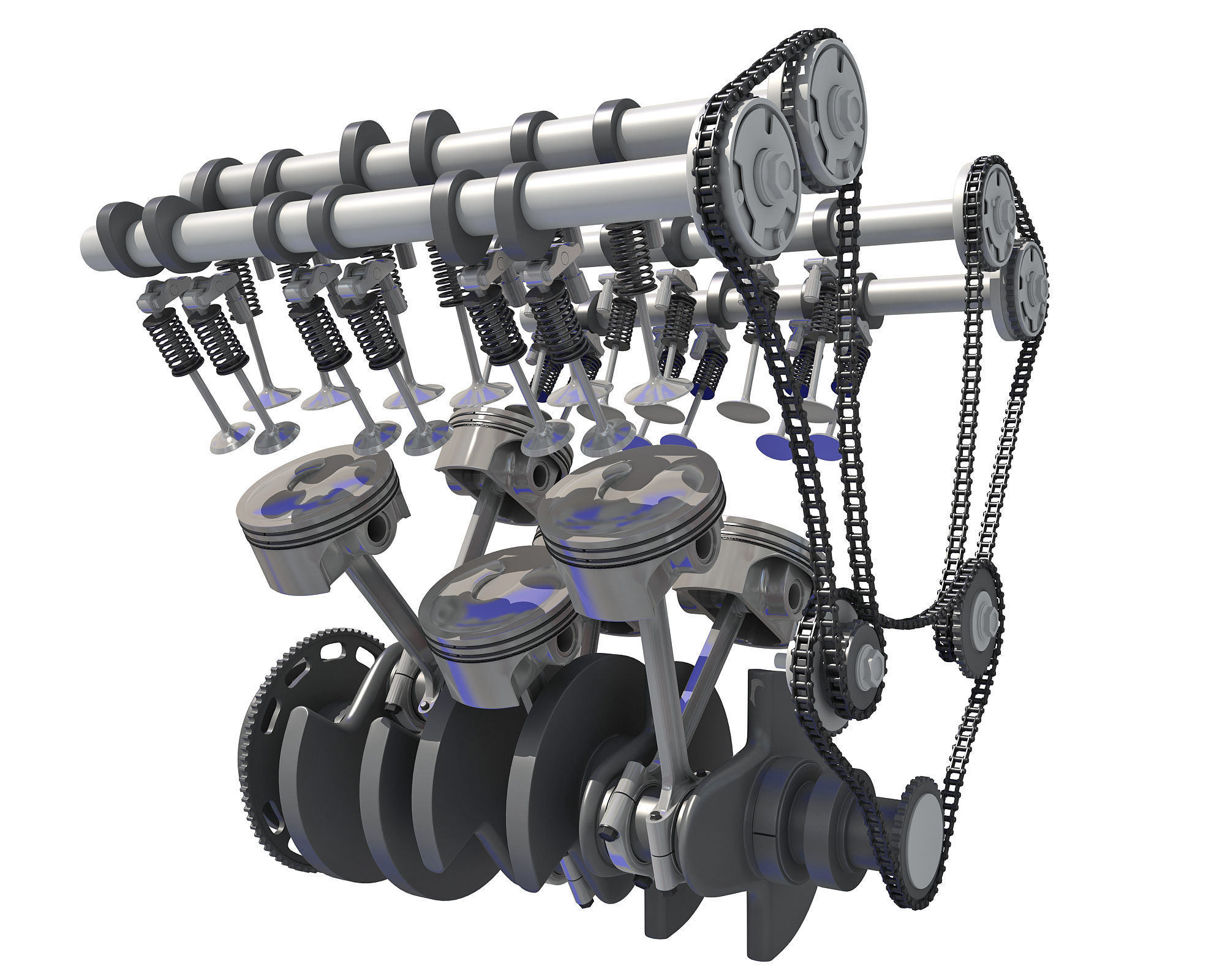 V6 Engine Interior and Cutaway 3D model_29