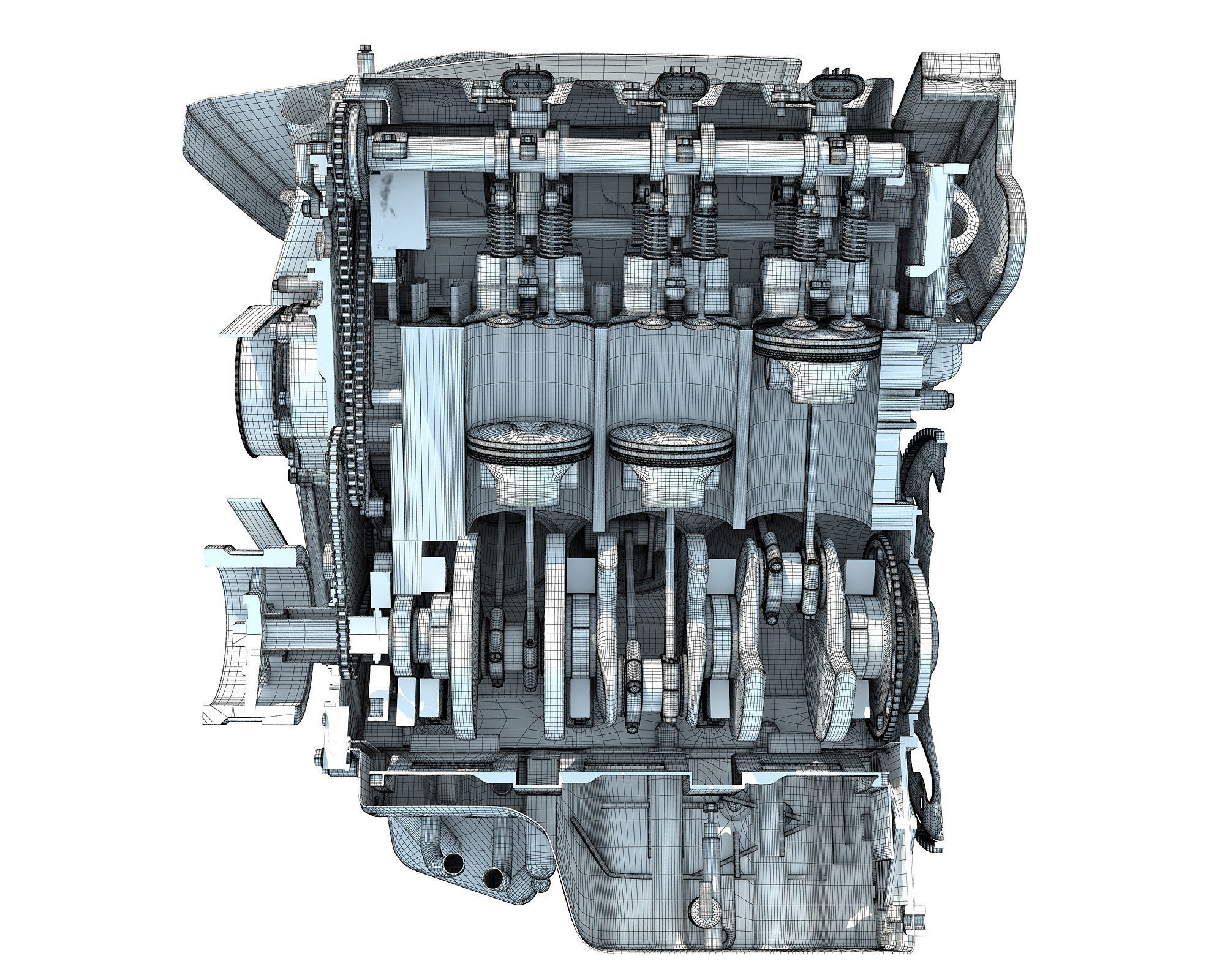 V6 Engine Interior and Cutaway 3D model_39