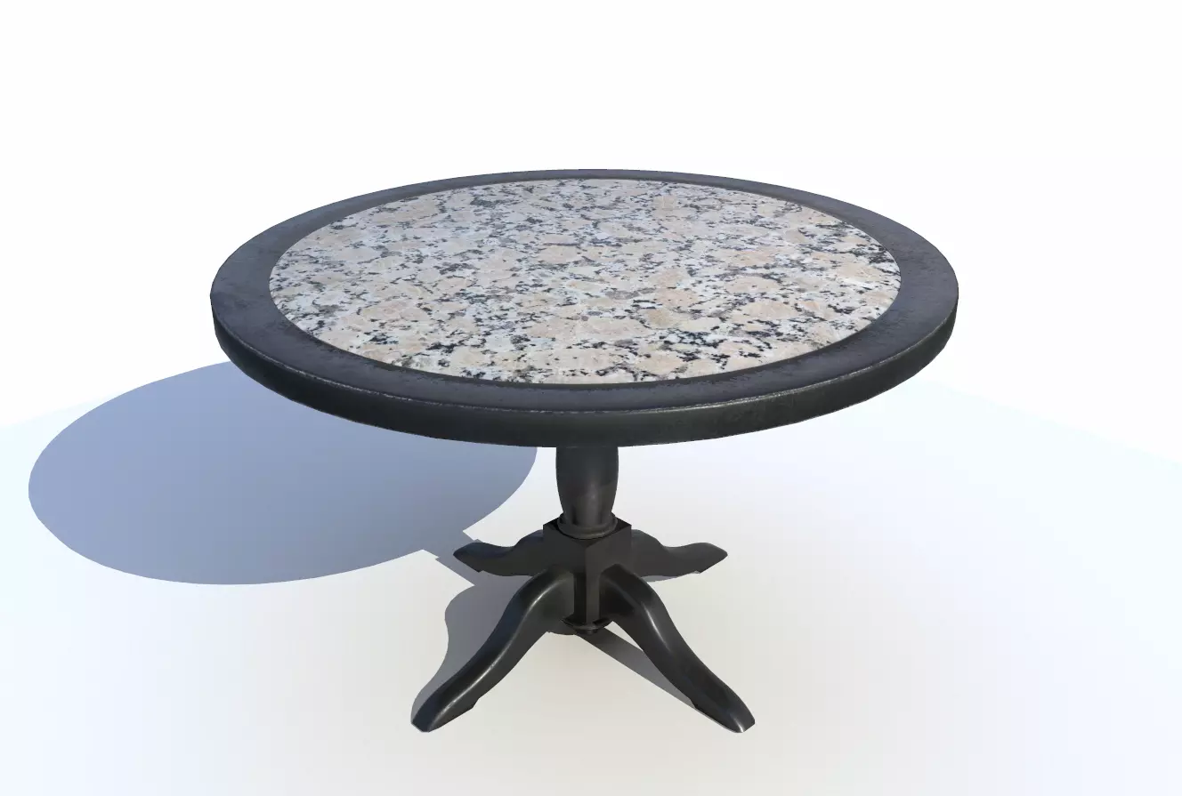 Round Dining Table 17 PBR Low-poly 3D model_0