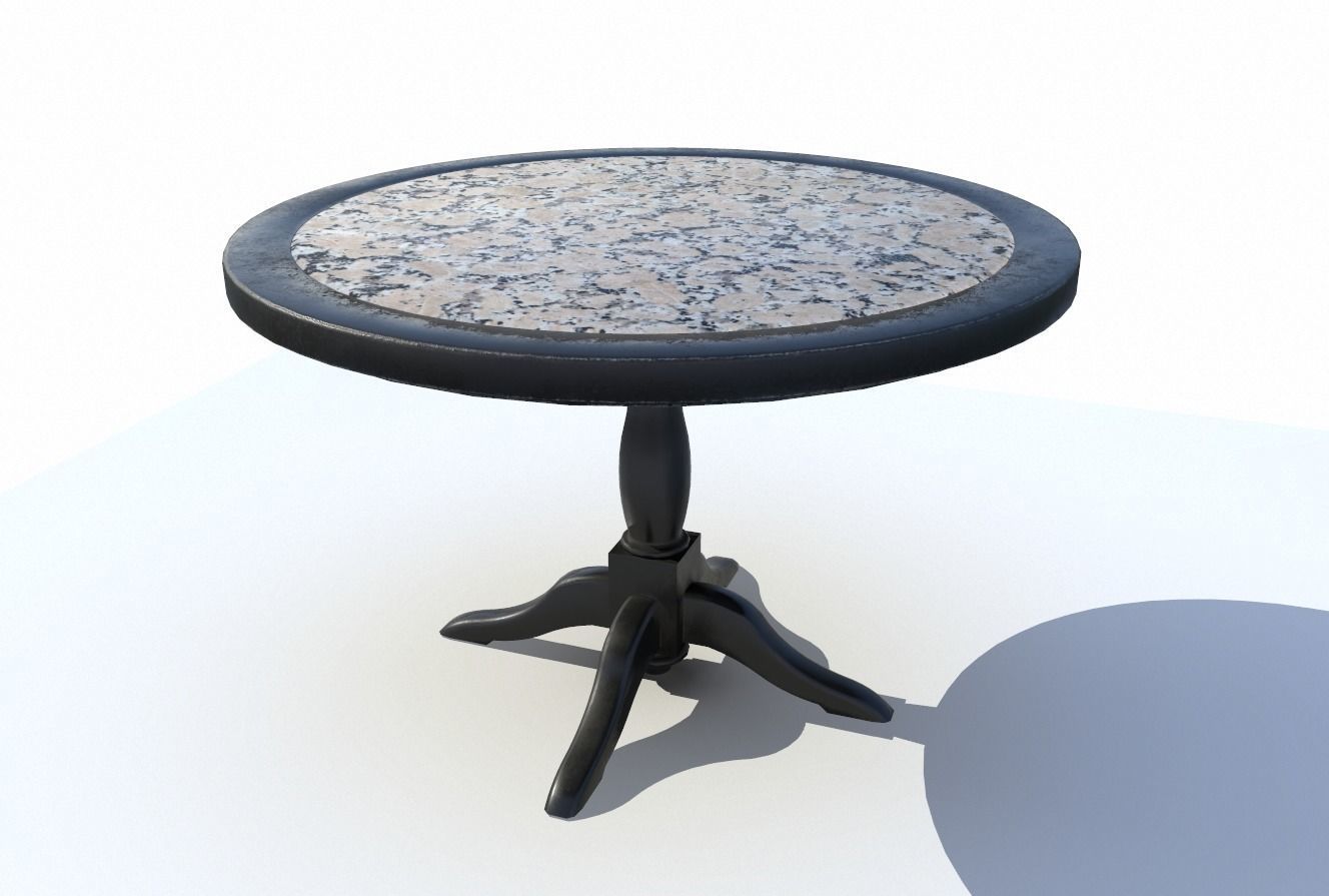 Round Dining Table 17 PBR Low-poly 3D model_2