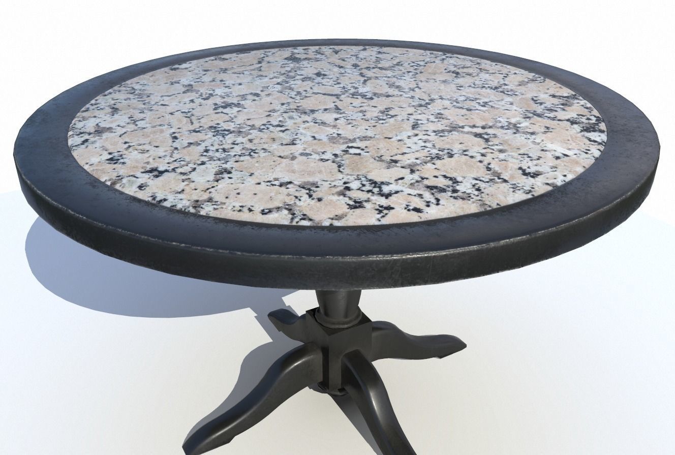 Round Dining Table 17 PBR Low-poly 3D model_4