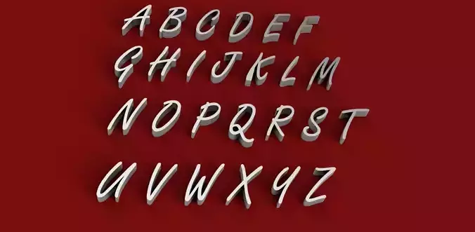 FREESTYLE font uppercase and lowercase 3D letters STL file