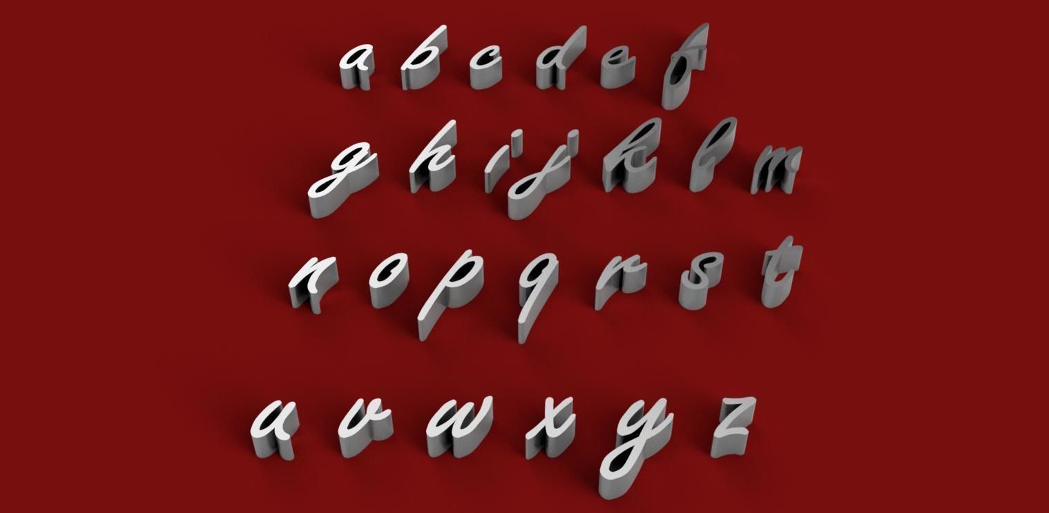 FREESTYLE font uppercase and lowercase 3D letters STL file 3D print model_1