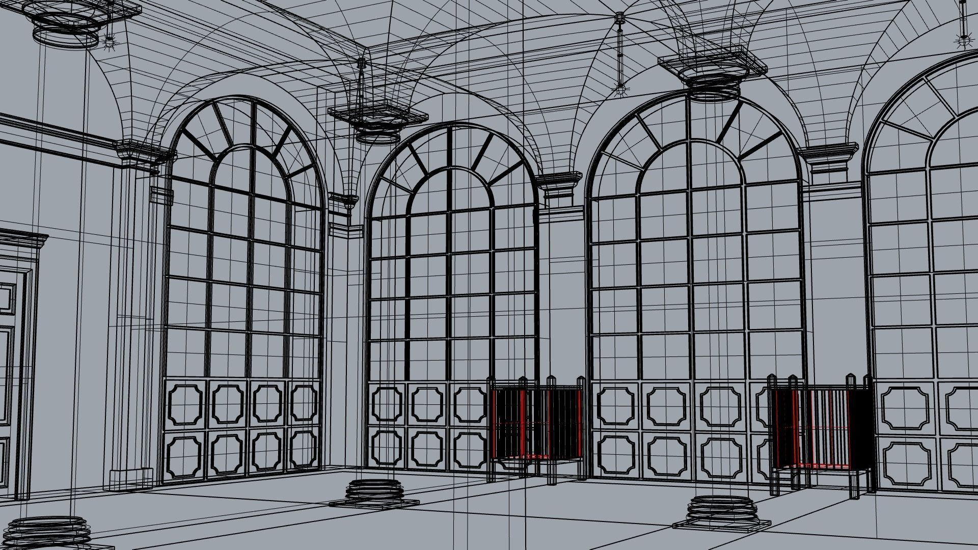 Column Hall 3D model_2