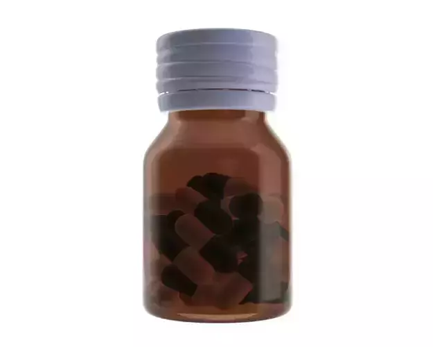 Medicine glass bottle with pills 3D model