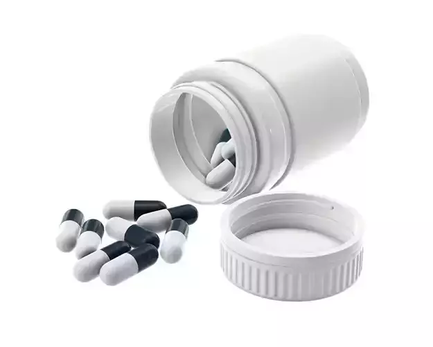 Medicine plastic bottle with pills mockup 3D model