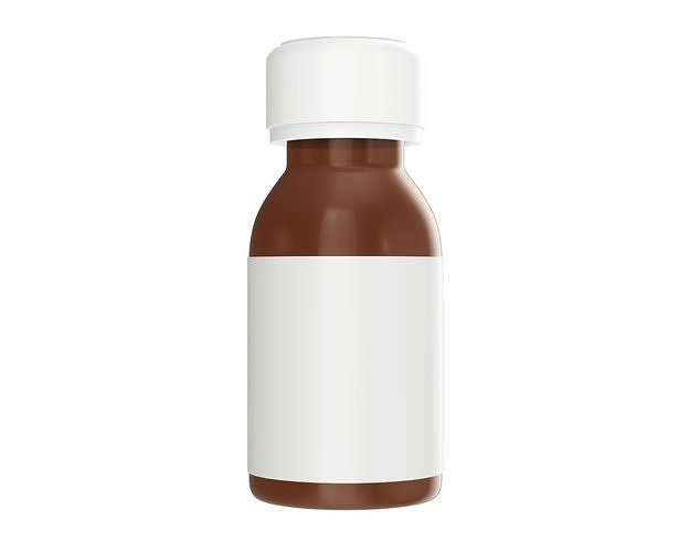 Medicine small glass bottle with label mockup 3D model