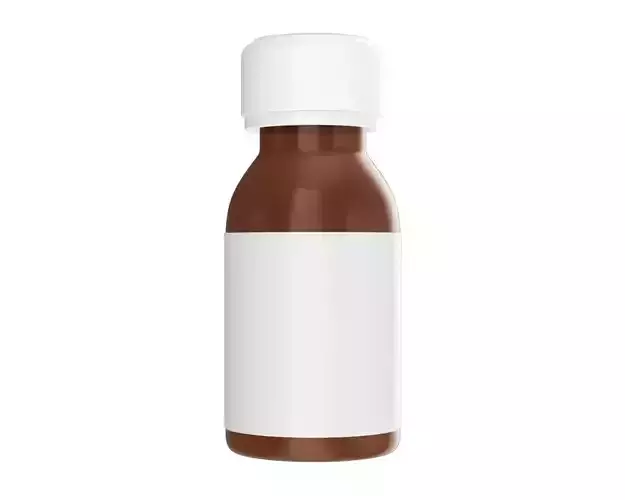 Medicine small glass bottle with label mockup 3D model
