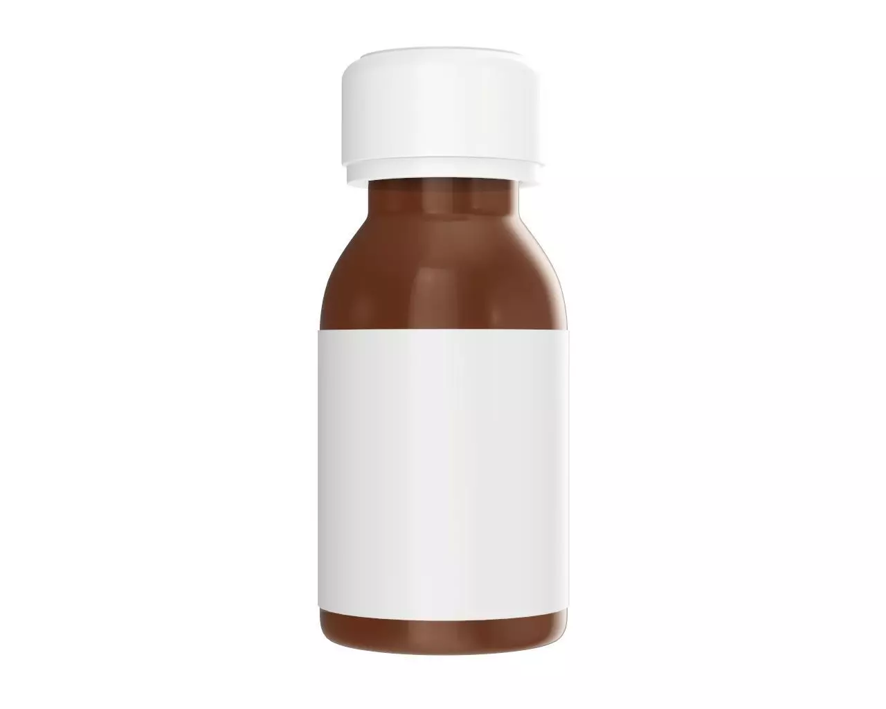 Medicine small glass bottle with label mockup 3D model_0