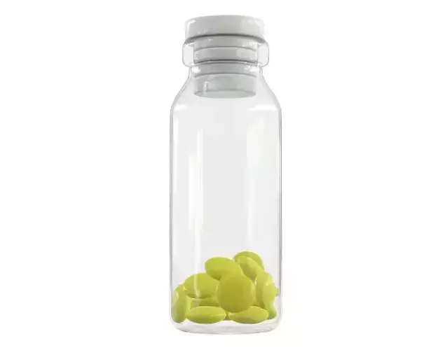 Medicine small glass bottle with pills 3D model