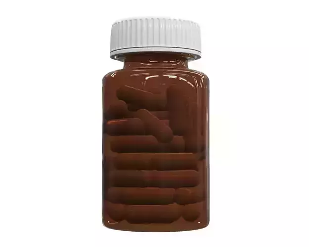 Pills in glass bottle 02 3D model