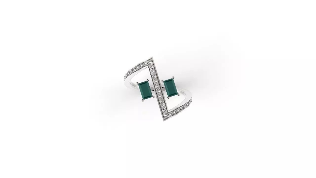 Geometric Ring Baguette 3D print model