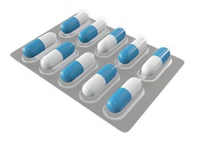 Pills in blister pack 01 3D model