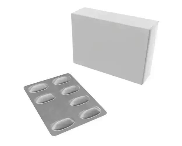 Pills with paper box package 02 3D model