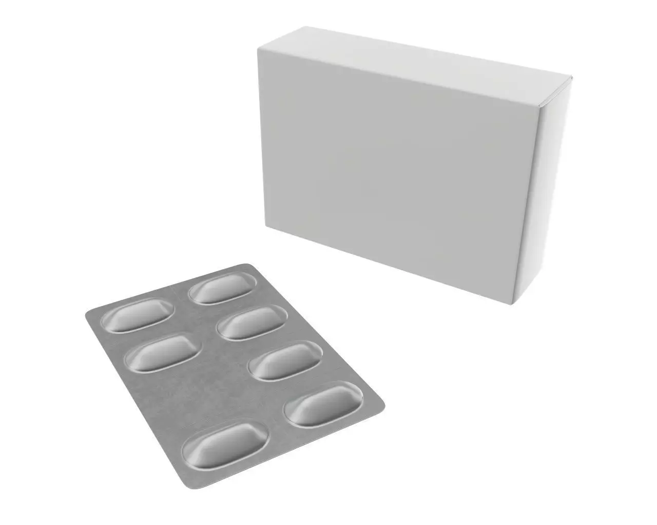 Pills with paper box package 02 3D model