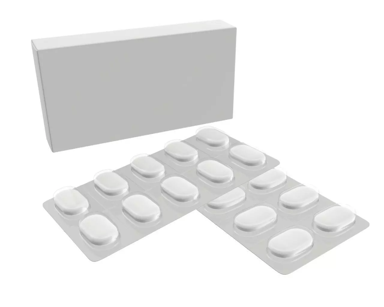 Pills with paper box package 03 3D model