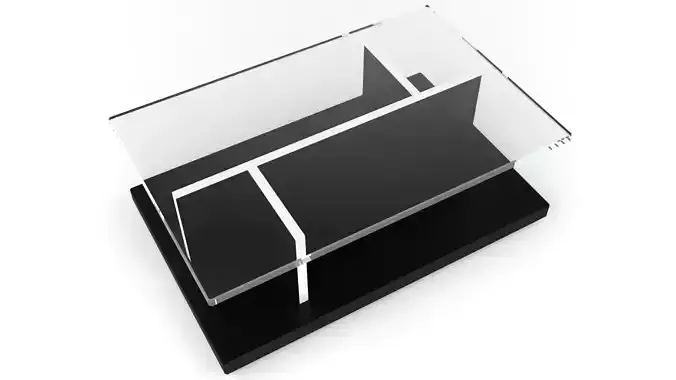 Black and White Glass Coffee Table - 3ds Max