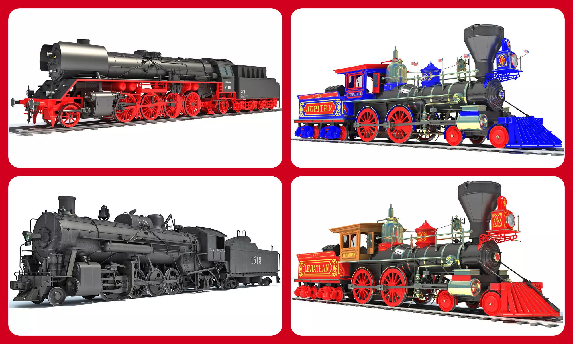 Steam Locomotives Models 3D model