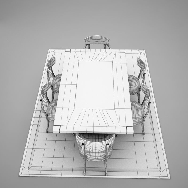 dinning03 dining table and chairs 3D model_19