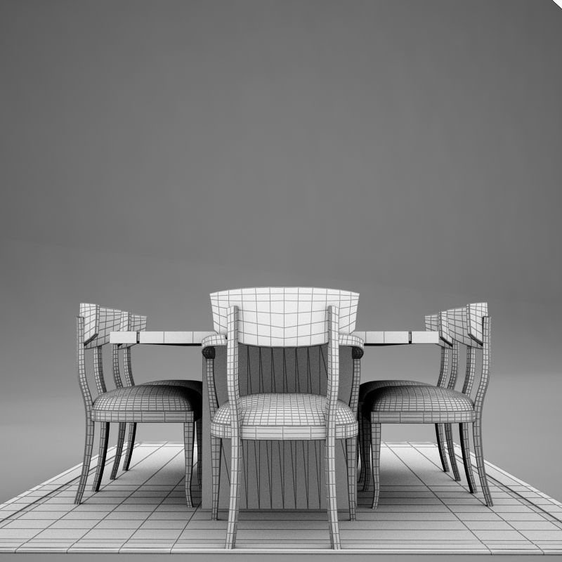 dinning03 dining table and chairs 3D model_16