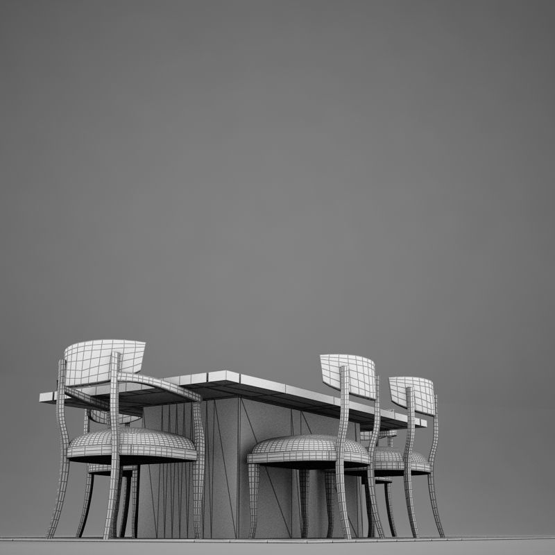 dinning03 dining table and chairs 3D model_18