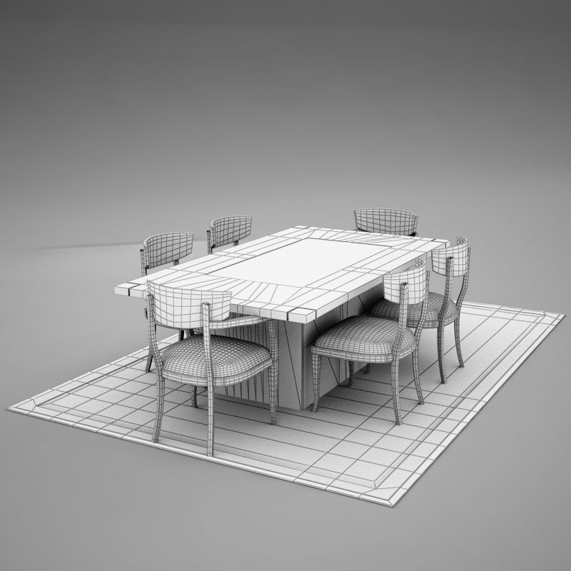 dinning03 dining table and chairs 3D model_14