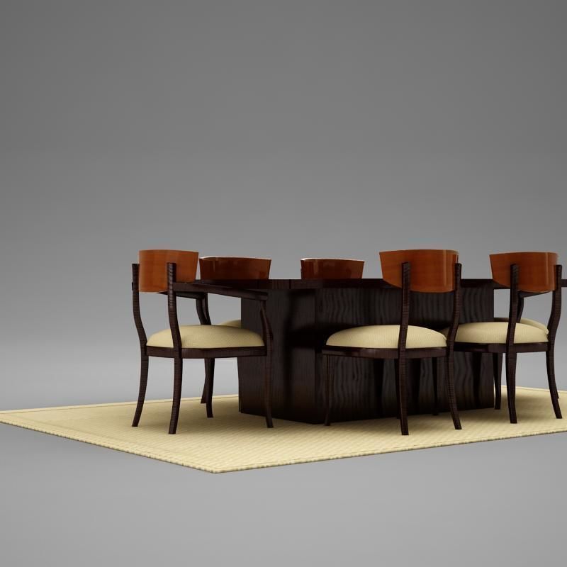 dinning03 dining table and chairs 3D model_2
