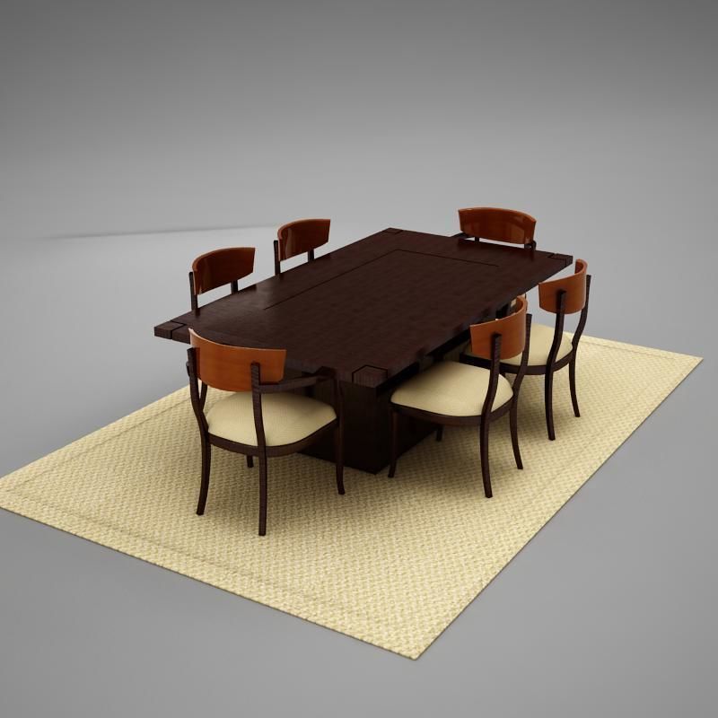 dinning03 dining table and chairs 3D model_7