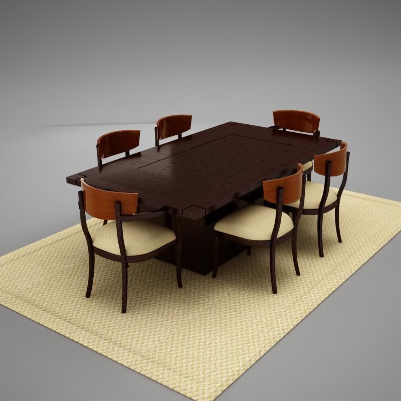 dinning03 dining table and chairs 3D model_3