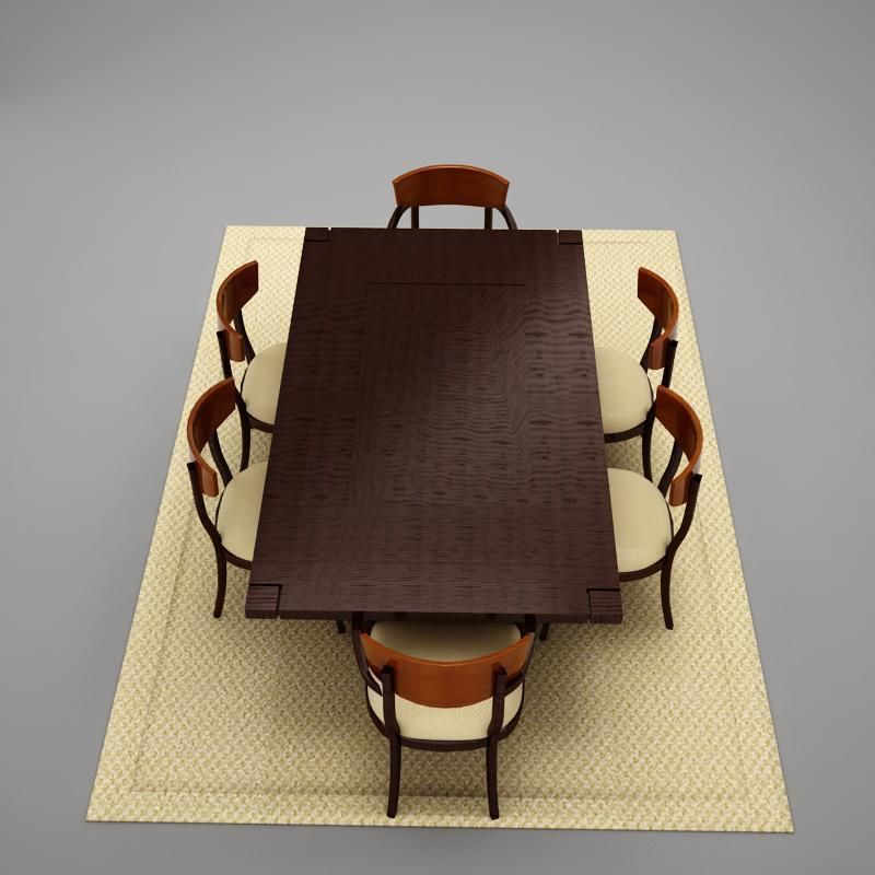 dinning03 dining table and chairs 3D model_9