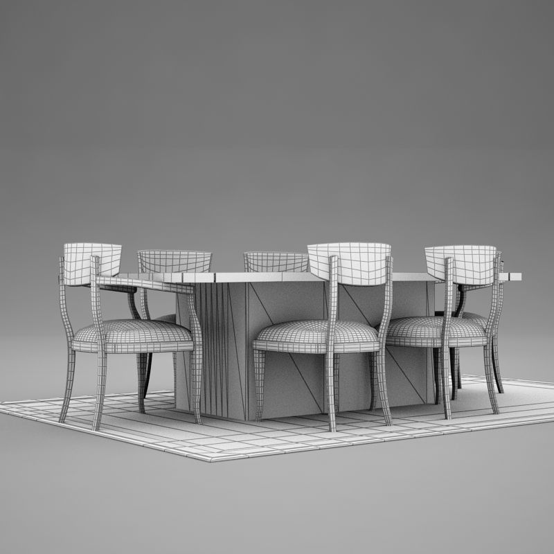 dinning03 dining table and chairs 3D model_12