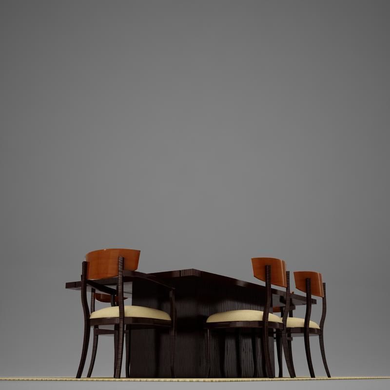 dinning03 dining table and chairs 3D model_8