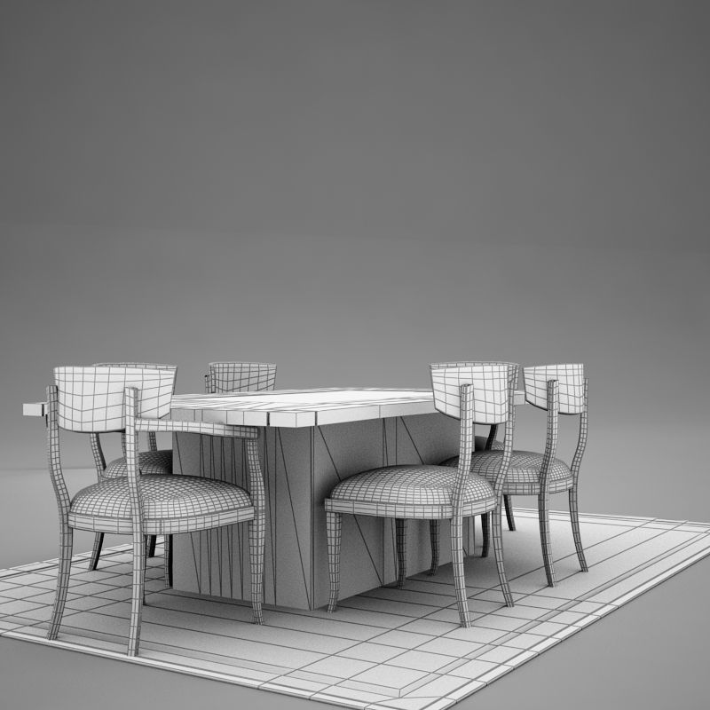 dinning03 dining table and chairs 3D model_10