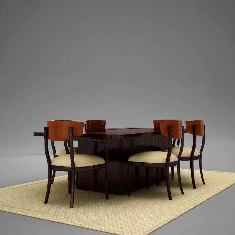 dinning03 dining table and chairs 3D model_0