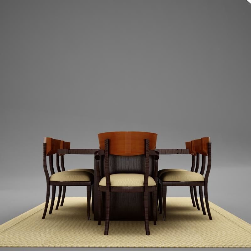 dinning03 dining table and chairs 3D model_6