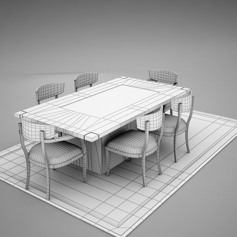dinning03 dining table and chairs 3D model_13
