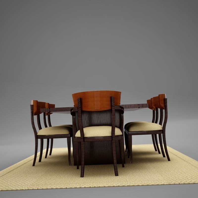 dinning03 dining table and chairs 3D model_5