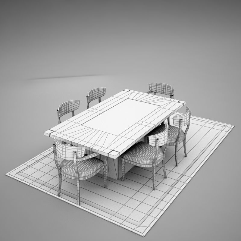 dinning03 dining table and chairs 3D model_11