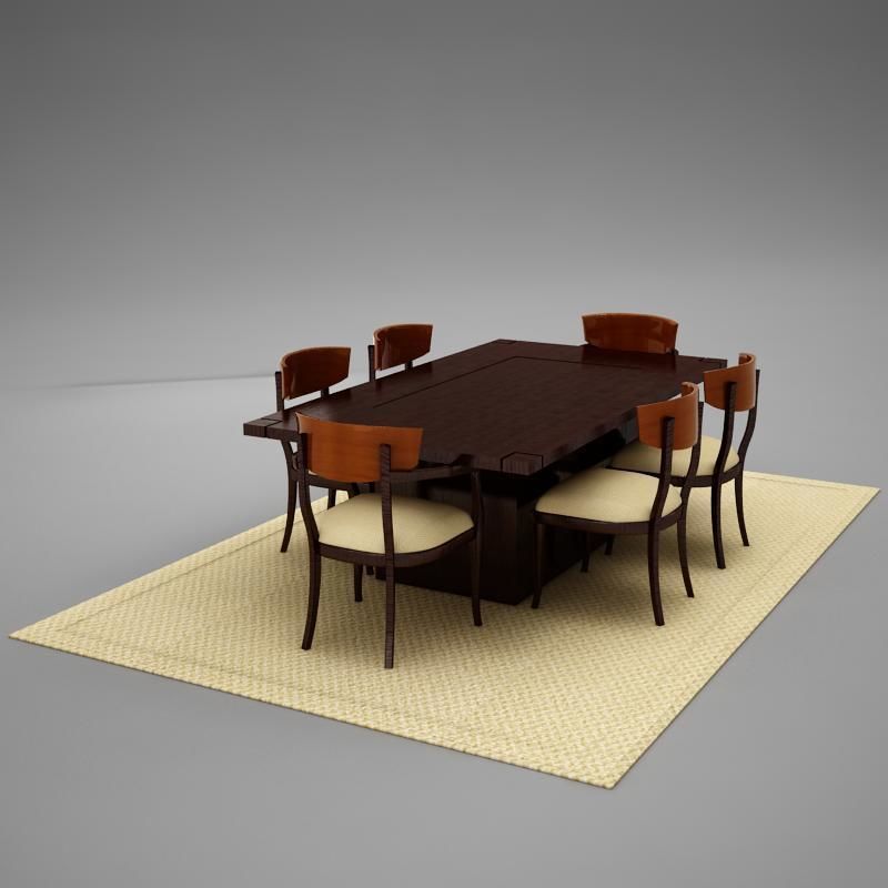 dinning03 dining table and chairs 3D model_4