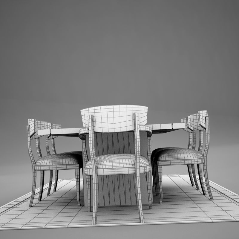 dinning03 dining table and chairs 3D model_15