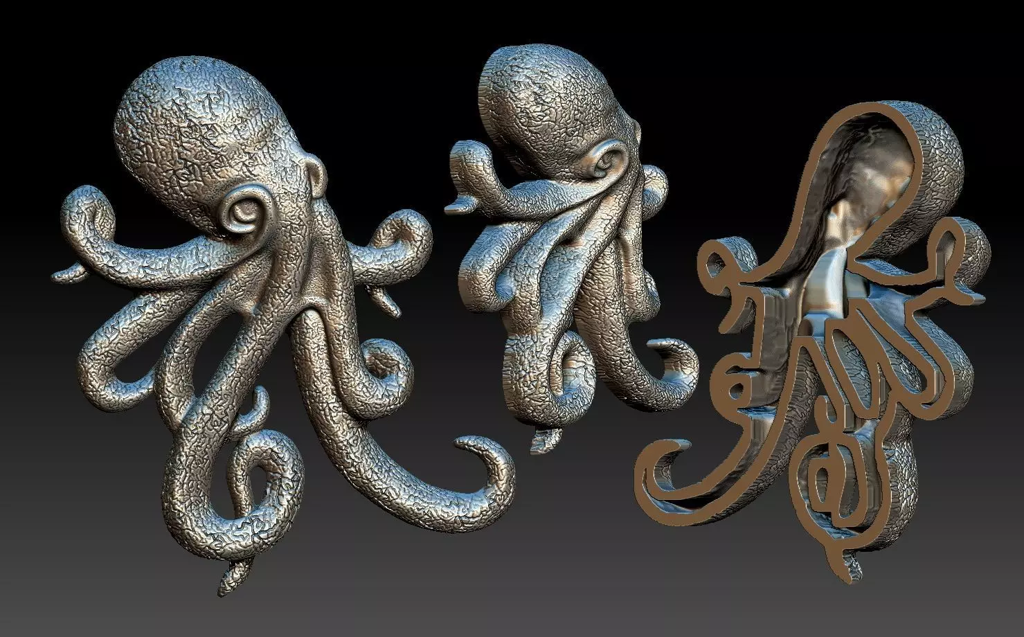 octopus two sculptures 3D print model