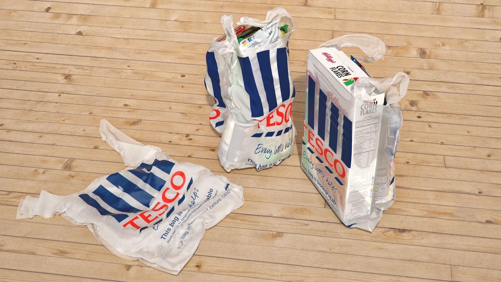 Shopping Grocery Bags 3D model_2