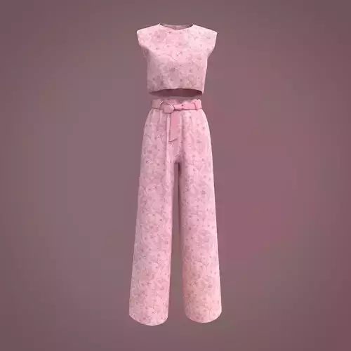 Wide-legged female pants trousers and crop top outfit