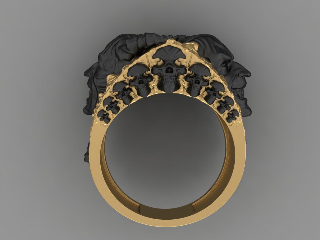 devil skull man ring 3D print model_2