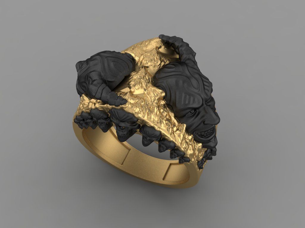 devil skull man ring 3D print model_3