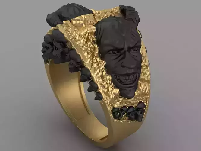 devil skull man ring