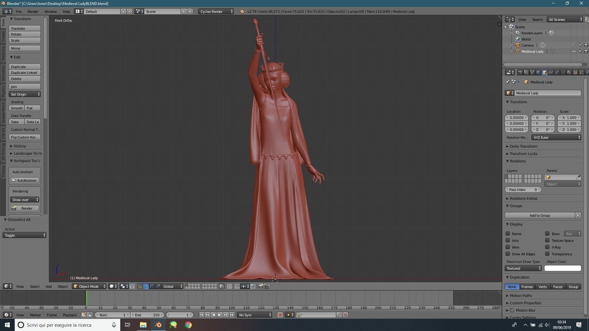 Medieval Lady - female realistic basemesh Free low-poly 3D model_2